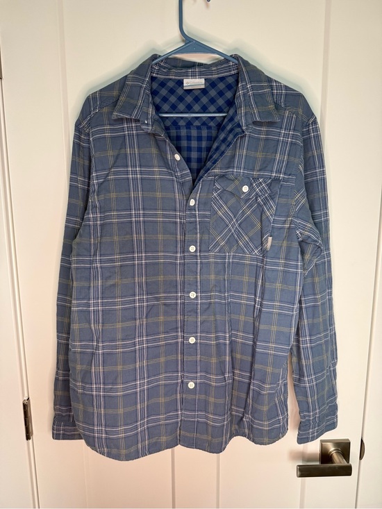 Columbia Sportswear Company Other - Men's Blue Plaid Long-Sleeve Button-Down Shirt outdoors fisherman camping